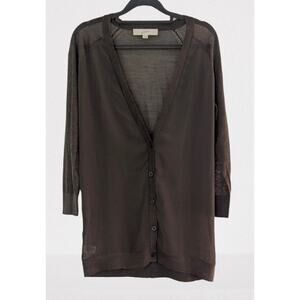 Ann Taylor LOFT Gorgeous Sheer Button Front V Neck Cardigan Size Medium